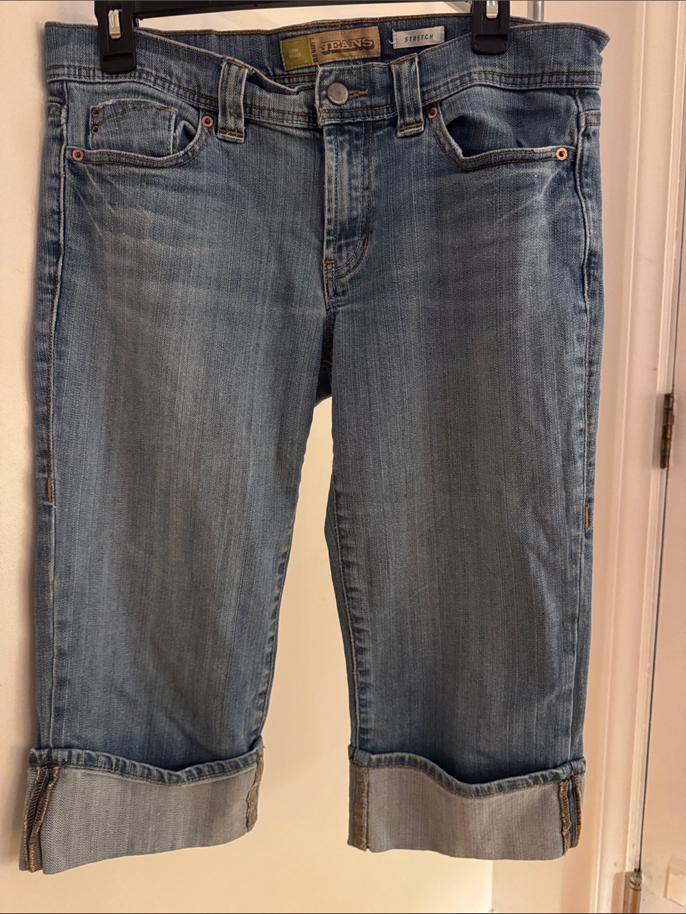 Old Navy Light Blue Cropped Stretch Jeans with Cuffed Hem